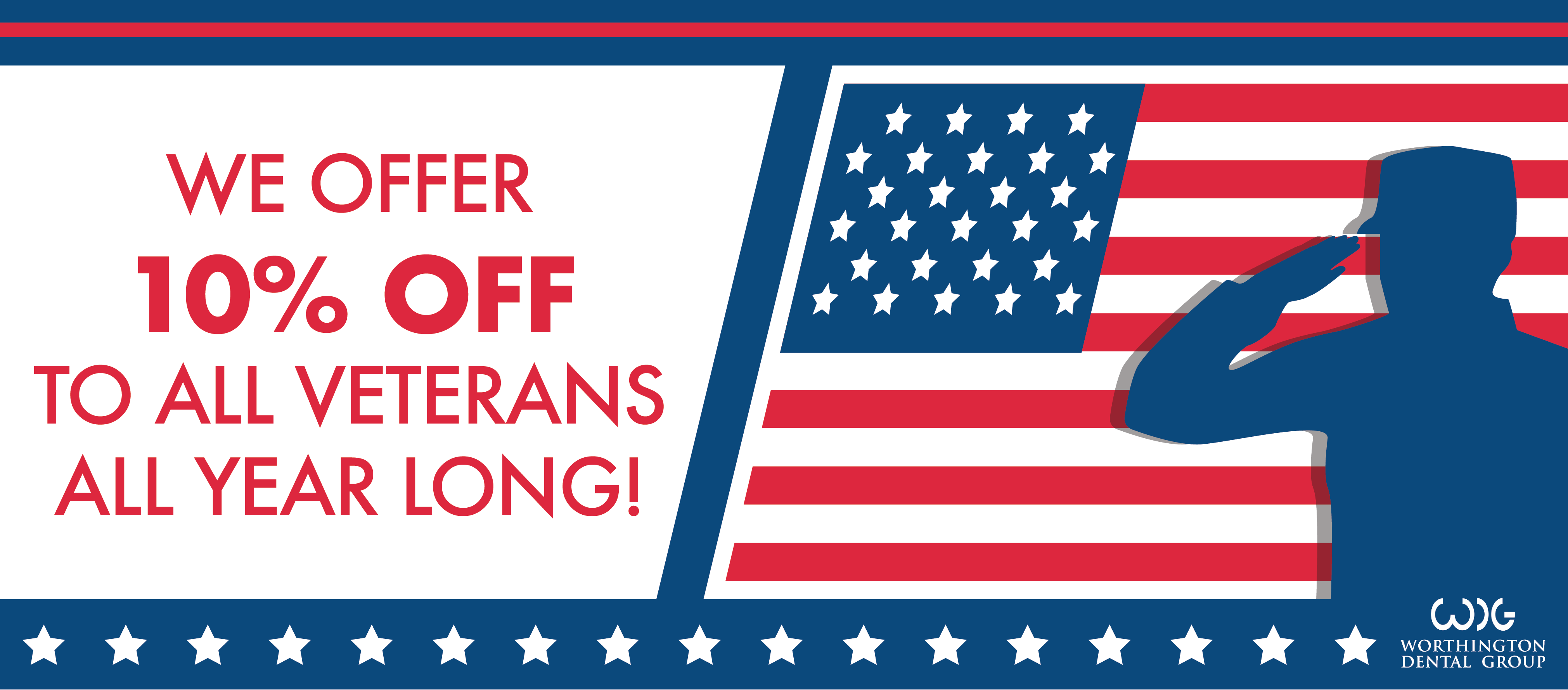 Flag with 10% off for all Veterans